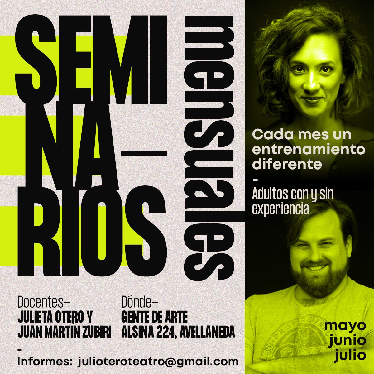 EsChuli's tweet photo. 🚩EN GENTE DE ARTE ALSINA 244, AVELLANEDA

🗓️ MAYO - SÁBADO 11 15.30 A 19.30 HS
TÉCNICA DE IMPRO

🗓️ JUNIO - SÁBADO 08 15.30 A 19.30 HS
TRABAJO CON TEXTO: ENTRENAMIENTO.

🗓️ JULIO - SÁBADO 06 15.30 A 19.30 HS
MONÓLOGOS.

Informes: julioteroteatro@gmail.com https://t.co/kQLLv5dDsf