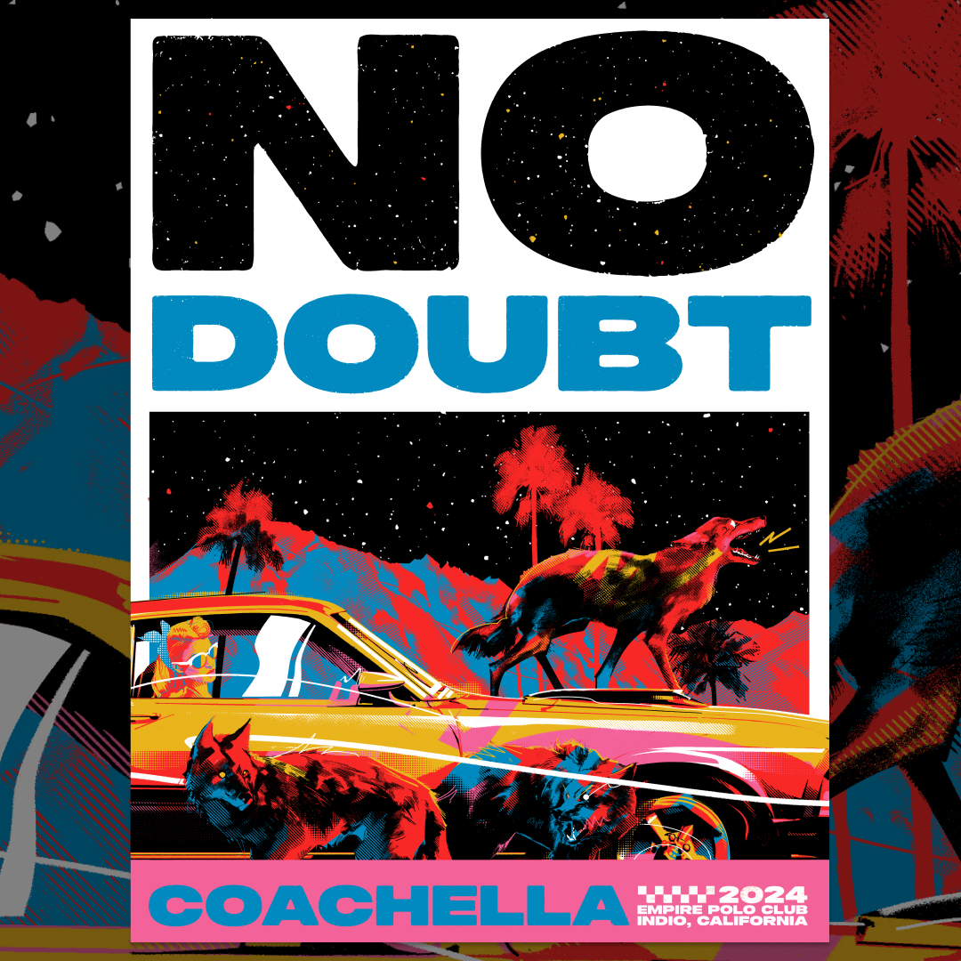 This limited edition NO DOUBT @Coachella Weekend 2 poster is available all weekend at the No Doubt merchandise tent! To find the No Doubt merch tent location, hang a right at the Indio Central Market. #Coachella #Coachella2024