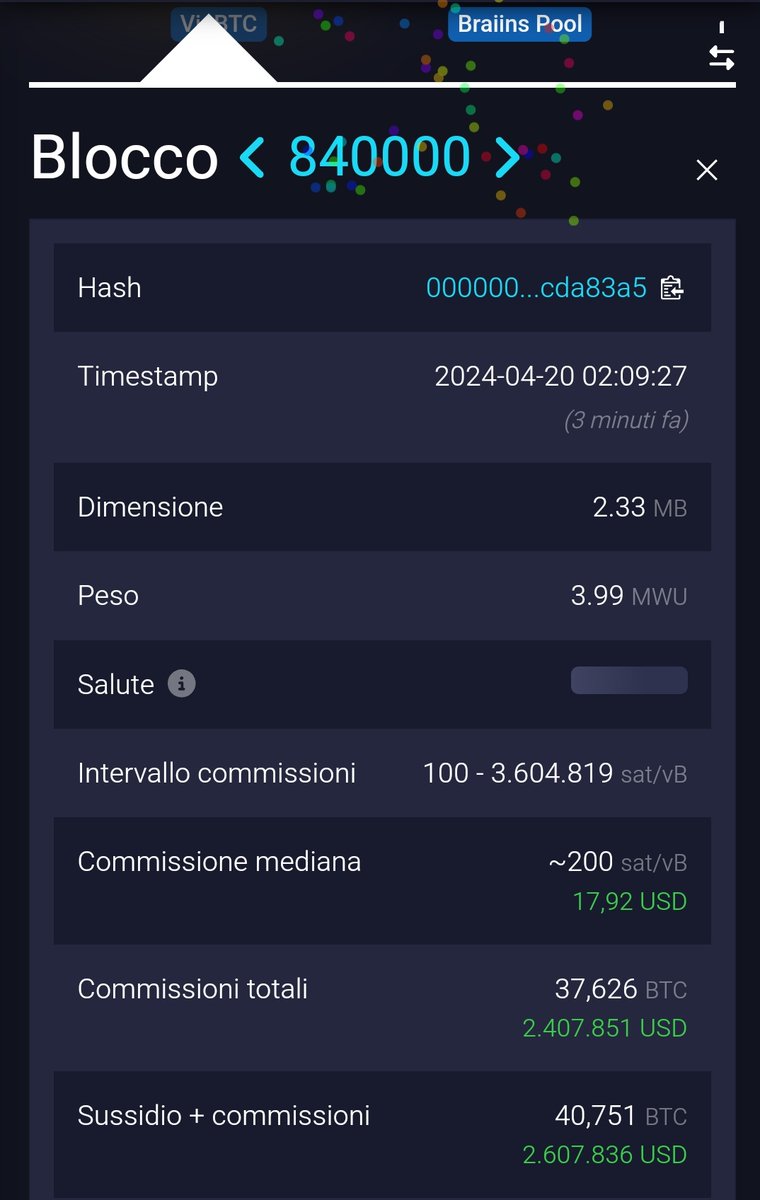cryptowizardBTC's tweet image. 🤯 2.4 Million USD (37.6 $BTC ) spent in fees in the #BitcoinHalving block (840000), insane 😲 

#Bitcoin