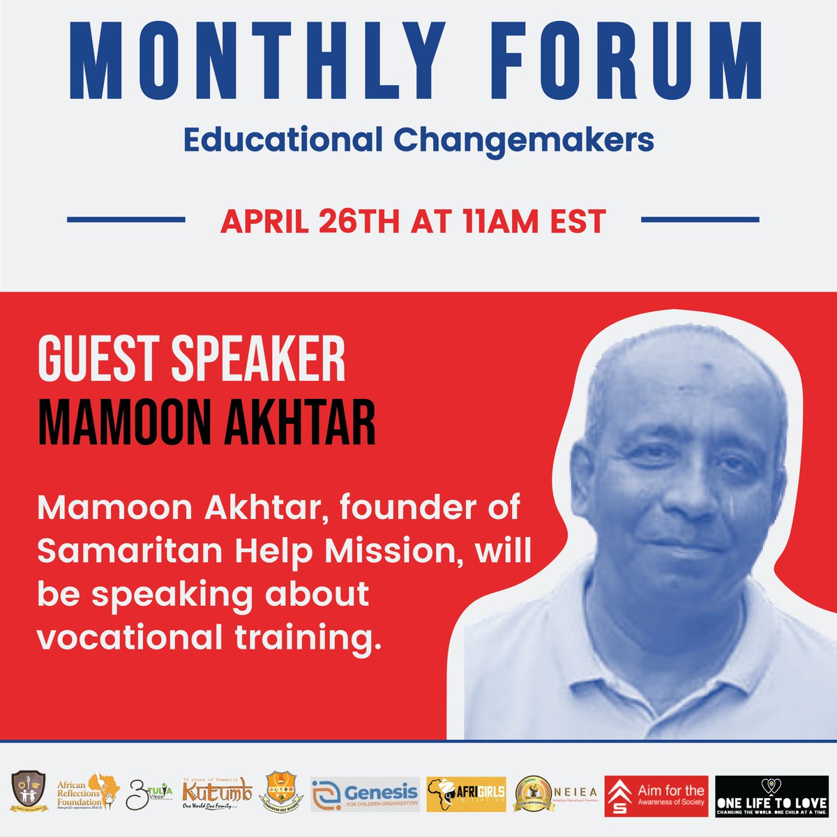 Build_a_Life's tweet photo. Our next online monthly forum event is on April 26th at 11:00AM EST!

DM us if you want to join!

We plan to discuss the importance of vocational training for young students and how it has a lasting positive impact.

#SamaritanHelpMission https://t.co/uuISjGnvsA