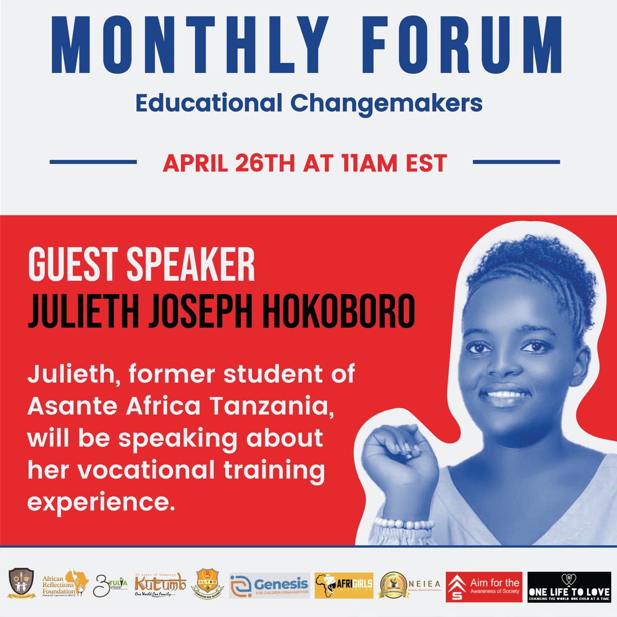 Build_a_Life's tweet photo. Our next online monthly forum event is on April 26th at 11:00AM EST!

DM us if you want to join!

We plan to discuss the importance of vocational training for young students and how it has a lasting positive impact.

#AsanteAfricaTanzania https://t.co/WZyHKUnEUO