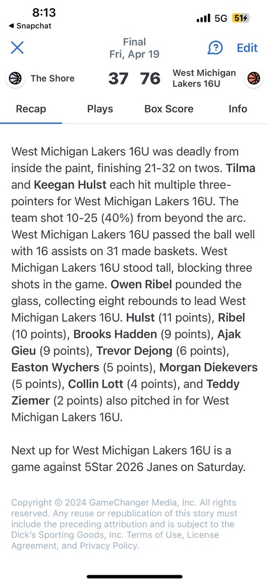 ethan2481 (@ethan2481) on Twitter photo Our 16u NY2LA team starts the weekend off rolling! A great team win that all starts from playing HARD! No matter the score. Proud of these guys.
<a href="/LoudenTilma/">Louden Tilma</a> 15pts
<a href="/owen_ribel/">Owen Ribel</a> 10 pts 8r
<a href="/brookshadden_/">Brooks Hadden</a> 9pts 2r 3ast
Ajak 9pts 2ast Our 16u NY2LA team starts the weekend off rolling! A great team win that all starts from playing HARD! No matter the score. Proud of these guys.
<a href="/LoudenTilma/">Louden Tilma</a> 15pts
<a href="/owen_ribel/">Owen Ribel</a> 10 pts 8r
<a href="/brookshadden_/">Brooks Hadden</a> 9pts 2r 3ast
Ajak 9pts 2ast