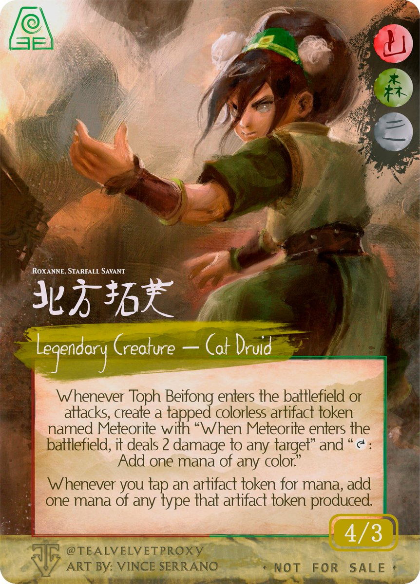 'I am the greatest Earthbender in the world! Don't you two dunderheads ever forget it!'
Toph Art by: vncserrano on 📷
Support the artists, always!

Finally, a perfect fit.
#atla #avatar #toph #tophbeifong #mtg #mtgproxy #mtgalter #mtgedh #edh #MTGOTJ #MTGA #AvatarTheLastAirbender