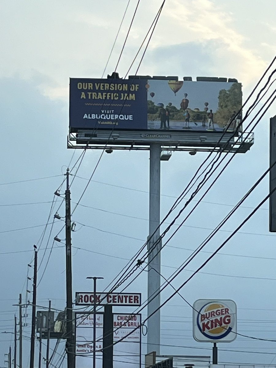 Remember that .@VisitABQ marketing campaign I was telling you about a few days ago… Well, I’m in Houston, stuck in traffic, look up and see this billboard @balloonfiesta