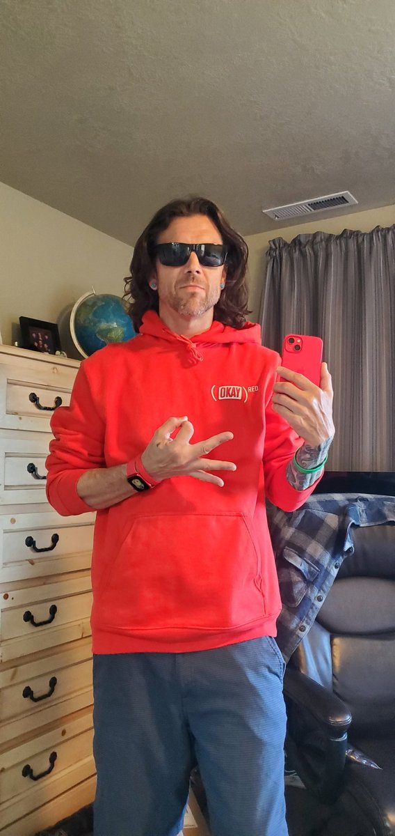 I'm still impressed by okays partnership w @RED and love what they are doing for ❤️ 🌎 ☮️ so I bought an Official Red Apple watch and a Product Red iPhone to go w @okaybears Red hoodie and wristband! (Even got the RED Apple case) 💯🍎👌