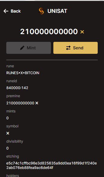 Xname_id's tweet image. Celebrating the halving of #Bitcoin
Surprisingly, we have deployed RUNES·X ·BITCOIN in block 840000.
Rune: RUNE·X·BITCOIN
Premine:210,000,000,000
Symbol:✖️
Runeid:840000:142
X infinite possibilities♾️
X Links everything🔗
🚀🚀🚀🚀🚀🚀🚀🚀🚀🚀