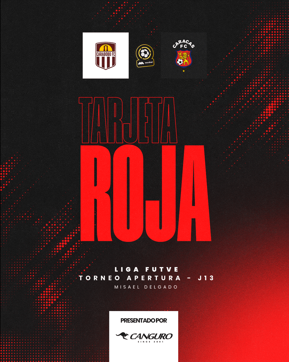 #LigaFUTVEMovilnet | TA | J13 | @Carabobo_FC 1-0 @Caracas_FC | 70' | Tarjeta amarilla para Renné Rivas (CFC) y se va expulsado por doble amonestación 📻 bit.ly/3UpJvzy 📺 bit.ly/47gk1bC #SomosCaracas #DaleRo