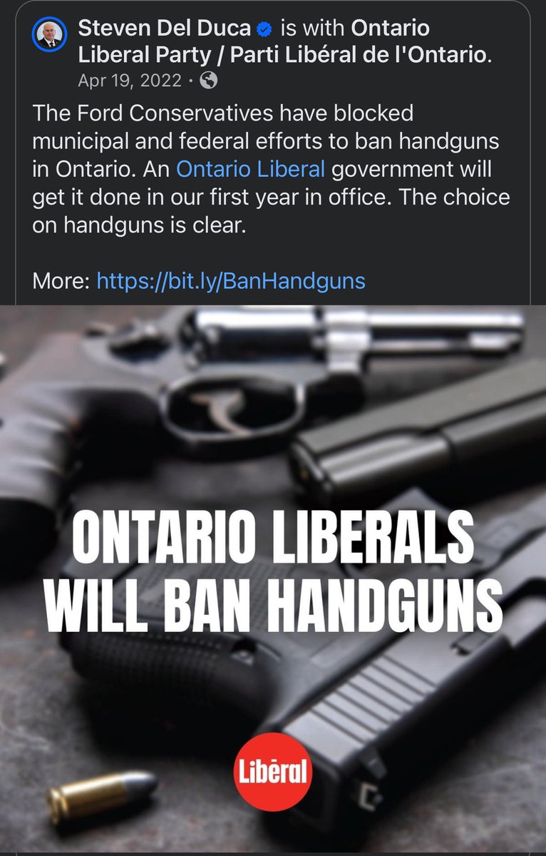 #throwback remember that time Del Duca promised to ban legal handguns in ON and then proceeded to get his ass handed to him in the election? Me too. 😉🇨🇦