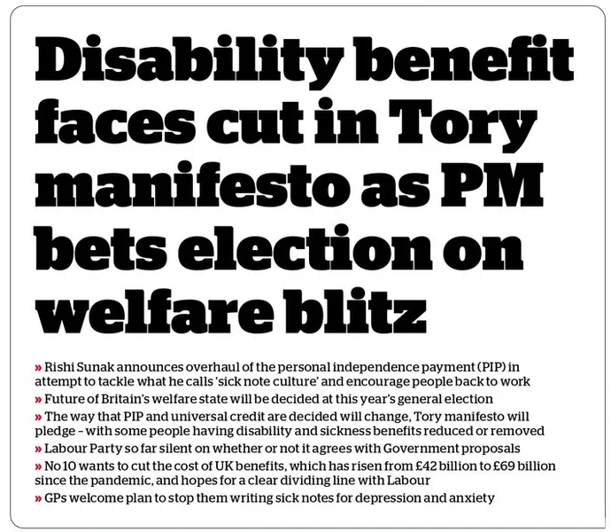 'Future of 'Britain's' welfare state will be decided at this year's GE....Labour Party silent on whether it agrees with Tory proposals...' And thanks to a decade of inaction on independence by NuSNP/Green ScotGov, Scotland will be part of a fresh assault on our most vulnerable.