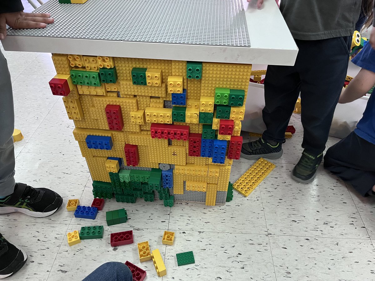 Speaking of Lego… today the Maples decided to try building on the vertical surface of our Lego table. They tried many different ways to make it just right. @StRitaOCSB