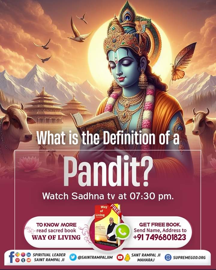 What is the definition of a Pandit.. ❓ #GodMorningSaturday To know, Download our official App📲 Sant Rampal Ji Maharaj or read the sacred book way of living.📖 #SantRampalJiMaharaj