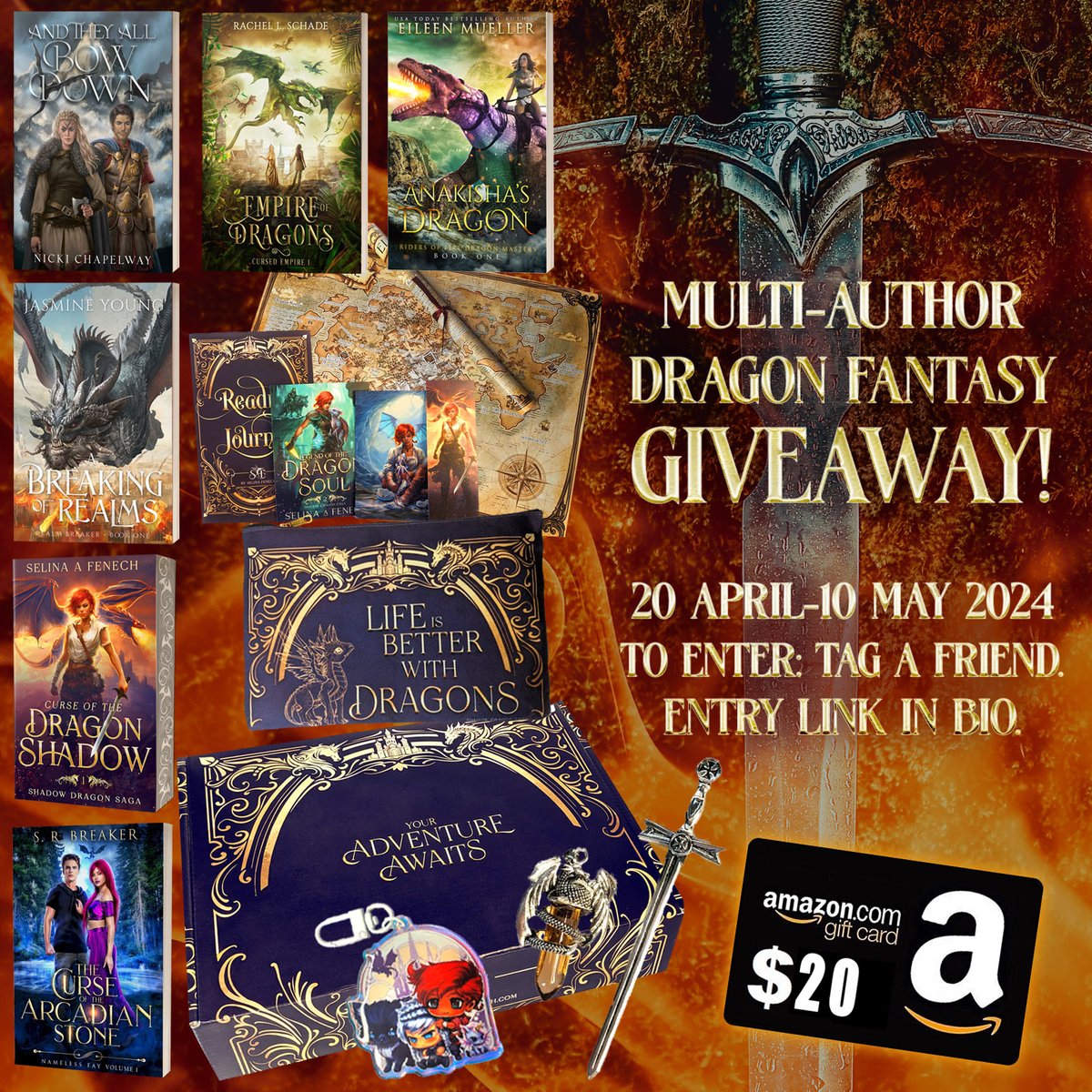 theyoungjasmine's tweet photo. #Giveaway #fantasybooks #Win a Shadow Dragon gift box from @selinafenech
&amp; an Amazon gift card
&amp; 5 dragon paperbacks from @eileenmuellernz @sbreakerauthor @theyoungjasmine @rachellschade &amp; Nicki Chapelway
To enter, tag a friend then pop over here: https://t.co/l9NbUswEEf https://t.co/hY54LHFtAU