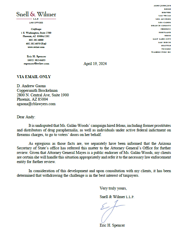 UPDATE Lawyer drops challenge to @marleneforAZ nomination petitions after learning that questions about her signature gatherers have been referred to AZAG. #AZ01