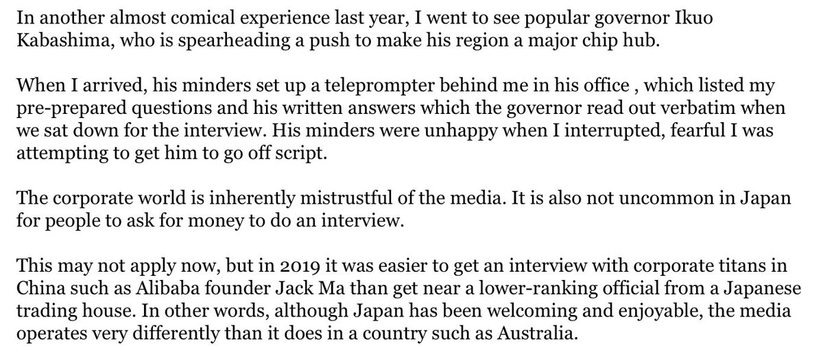 I love this teleprompter story in @MikeSmithAFR’s sign off piece. He’s been a star on the round — first in Shanghai, finally in Tokyo, with a stint in diplomatic protection in-between. Go well! afr.com/world/asia/jap…