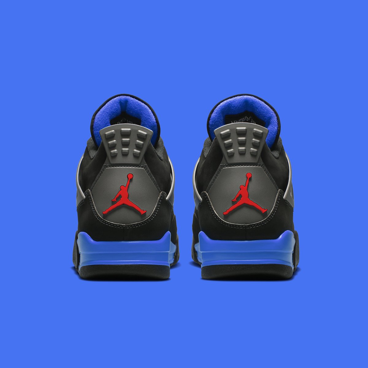 Air Jordan 4 'Black/Fire Red/Deep Royal' Releasing Spring 2025 DETAILS: tinyurl.com/mr42c5en *Speculative mock-ups. Color blocking is unknown at this time.