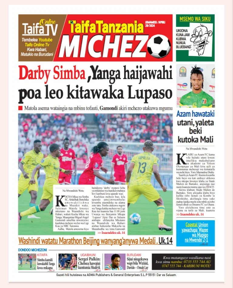 Magazeti Michezo Leo Tanzania 

#sokaplacetzupdates 
WajanjaWanaBet na @BetikaTz