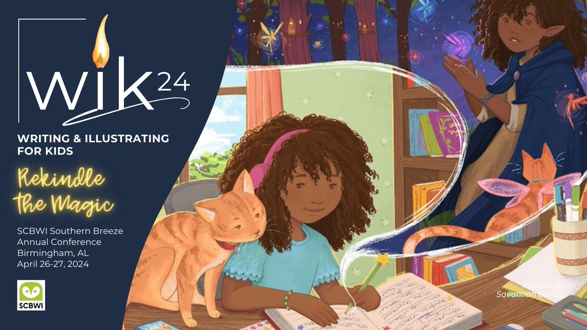 Hey, #Breezers and friends, please pass along word of the Writing and Illustrating for Kids (#WIK24) conference! We'll be gathering in #Homewood, #Alabama for a day of craft and community! Registration closes on Mon., 4/22, so claim your seat today at bit.ly/WIK24!