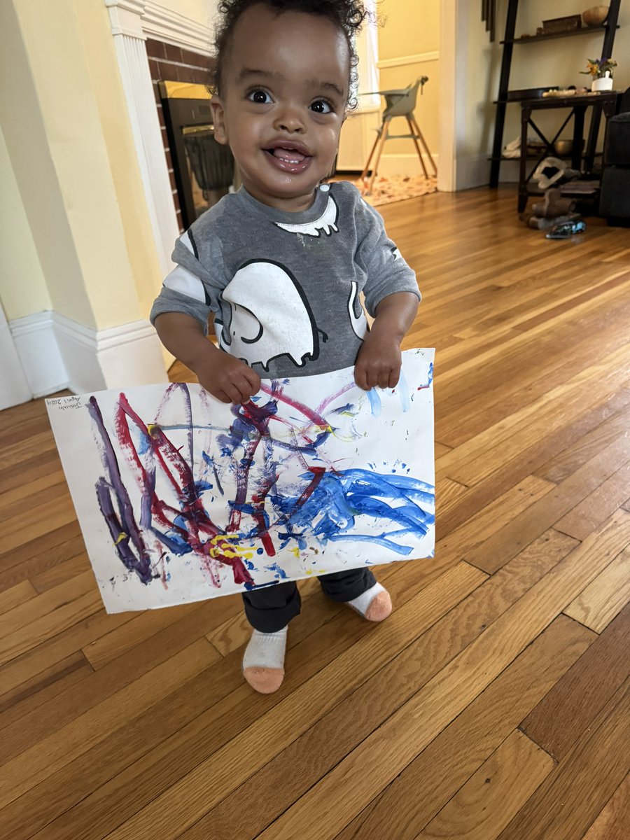 my little one came back from daycare today with his first painting and I thought y’all might like to see it too