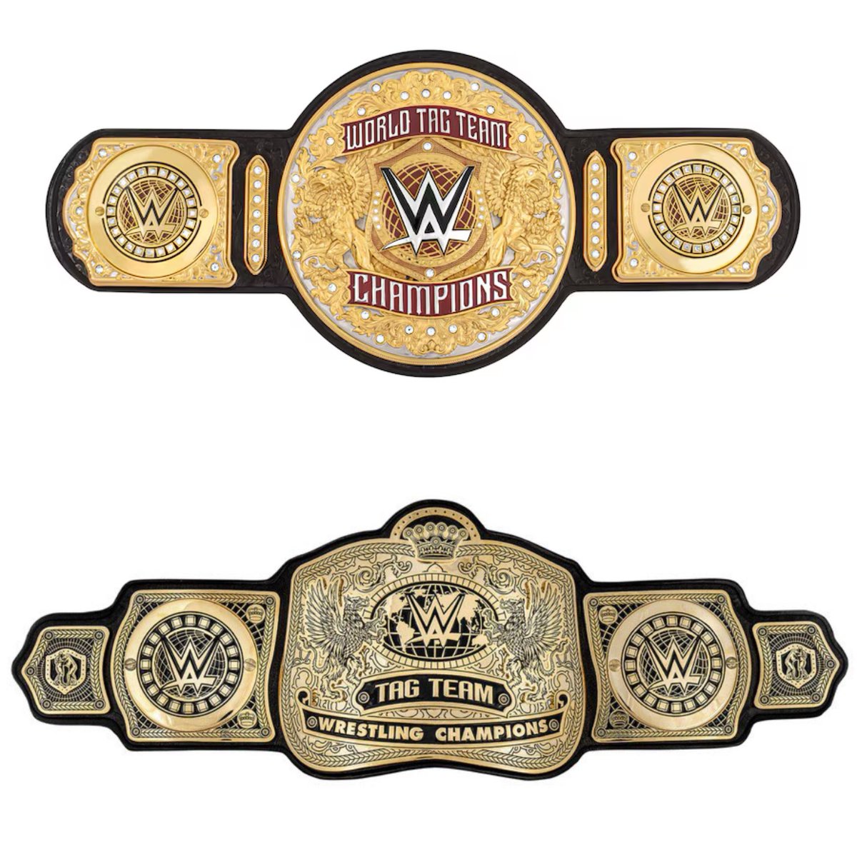 twcworldwide's tweet photo. Which new #TagTeamTitle design do you like better? The Raw #WorldTagTeamTitles or the Smackdown #WWETagTeamTitles? ๐
#WWERaw #Smackdown https://t.co/iOJUjqT1x8