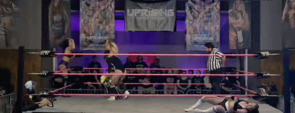 #Uprising2 Tag Team Action The Neon Stunners @emilyjayepro & @realdanimo 🆚 The Hale Twins FUNtastic Debut by the Neon Stunners but Tonight's winners r The Hale Twins!!! 📸 @UprisingWomen_ on IWTV