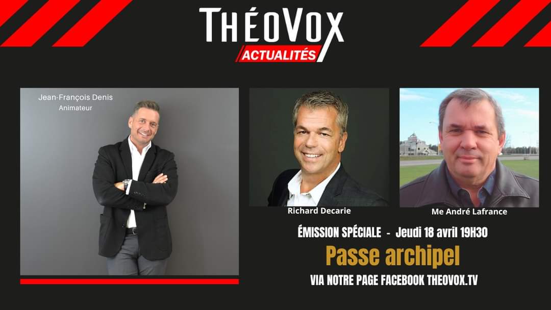 📽 ThéoVox Actualités - ÉMISSION SPÉCIALE du jeudi 18 avril 2024 à 19H30, avec Jean-François DENIS, Me André LAFRANCE et Richard DÉCARIE - Inconstitutionnelle 'DOUANE MUNICIPALE' aux Îles-de-la-Madeleine. 🤦🏻‍♂️
🙏 La vérité au ♥️ de l'actualité !
facebook.com/share/v/ZX9EnP…