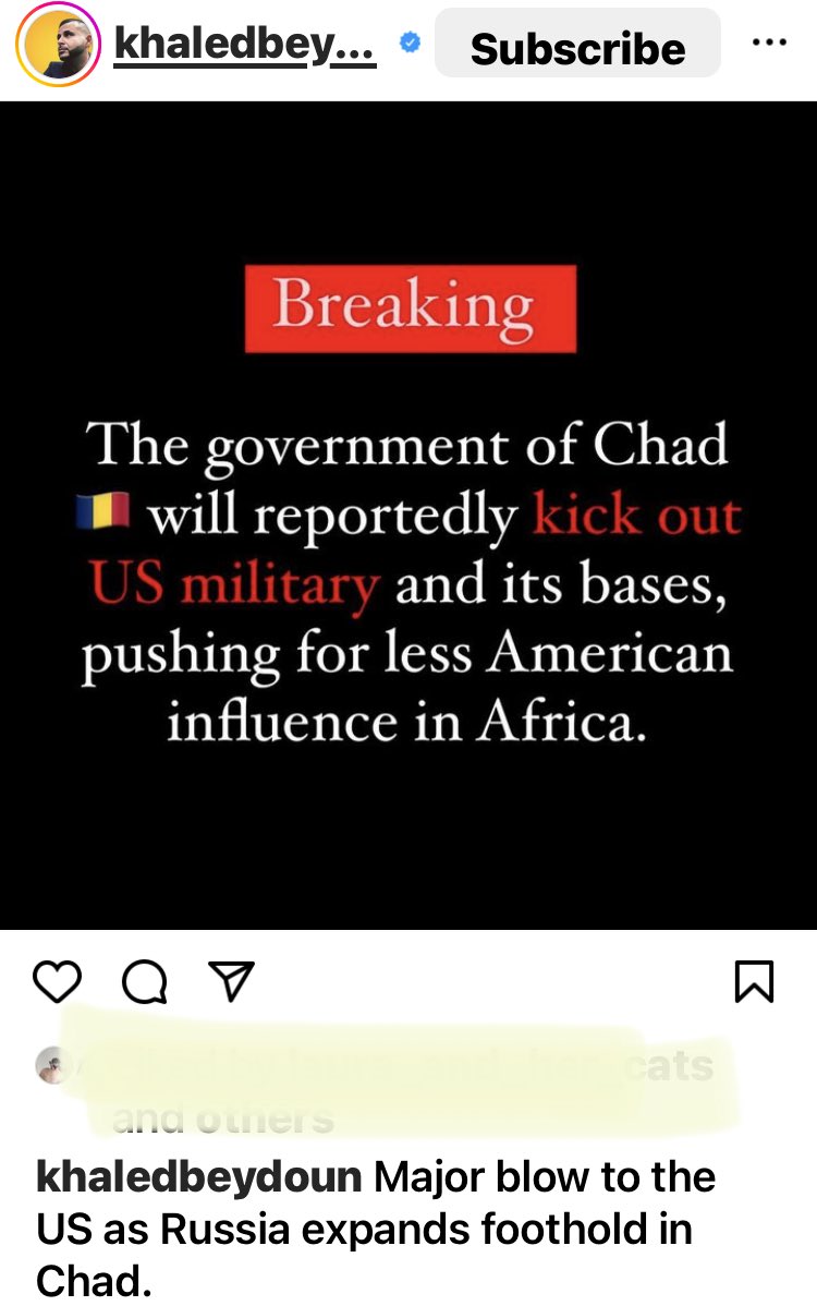 Chad is sick of the US.