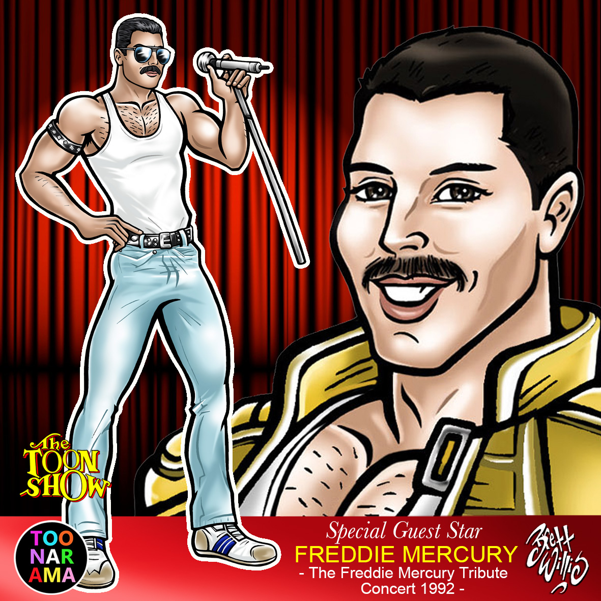 Remembering The Freddie Mercury Tribute Concert for AIDS Awareness 20 April 1992 Wembley Stadium, London. RIP Fredie Mercury (05/09/1946 - 24/11/1991) #freddiemercury #fanart #toonarama