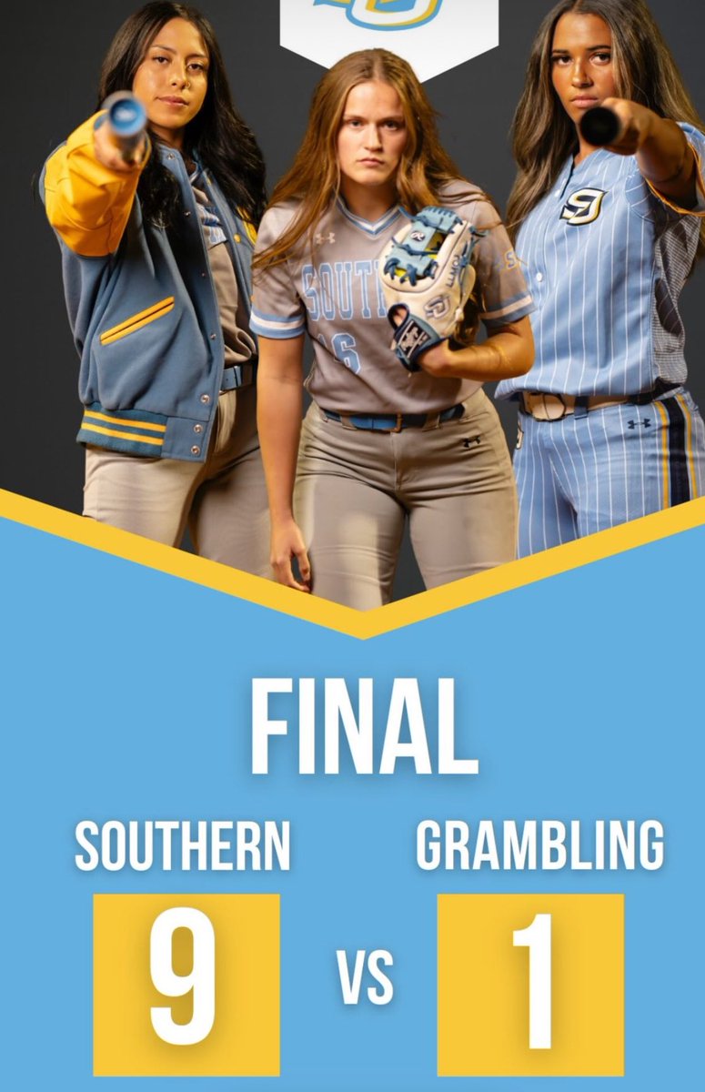 Final from the Bluff! Jags Win 🐆 Southern - 9️⃣ Grambling State - 1️⃣ The Jaguars will be back in action tomorrow for a doubleheader, first pitch is at 12:00 pm #GoJags | #SouthernIsTheStandard | #ProwlOn | #ElevateTheStandard