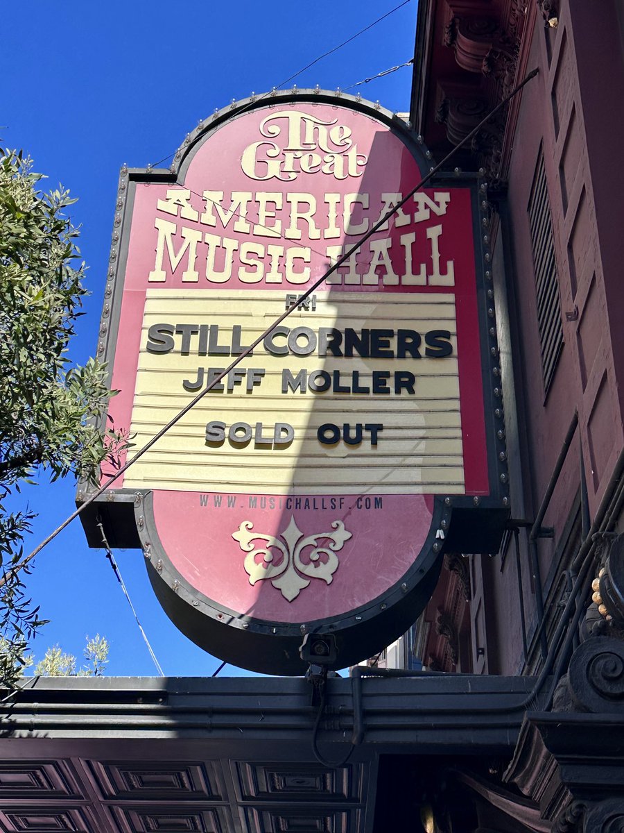 StillCorners's tweet photo. We’re at the gorgeous Great American Music Hall in San Francisco 🇺🇸❤️, built in 1907!  Tonight’s show is sold out and we’re so looking forward to it.  Next stop Seattle! ✈️ 
.
#stillcorners #dreamtalktour #gamh #livemusic #dreamtalk #thecrocodile https://t.co/18M90FE1KL