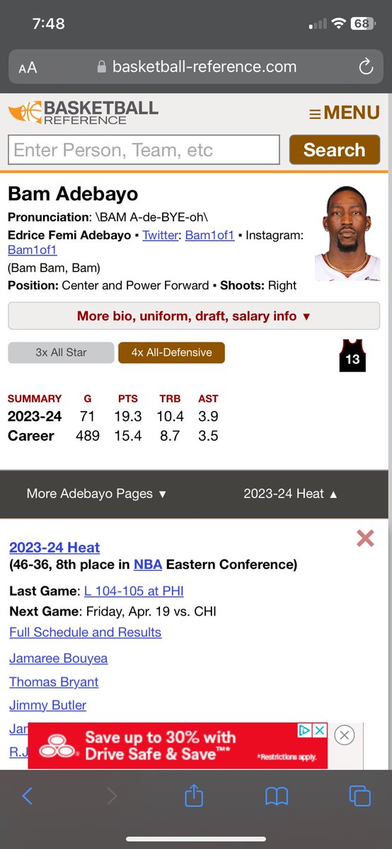 Bam Adebayo’s career 3-point numbers. But, I guess that’s okay because he’s technically a 5 not a 4. #mobleyslander 🙄 #bontemps <a href="/FeartheFroPod/">Fear the 'Fro: A Cleveland Cavs Podcast</a> <a href="/CavsTheTweets/">Cavs:TheBlog</a>