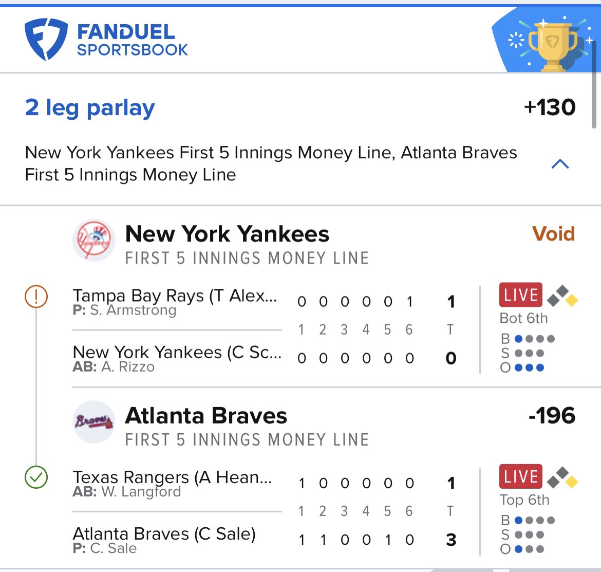 💰💰💰💰💣 I’ll take a -196 cash over a push or loss every day of the week… Yankees couldn’t score a single run to make this a full +130 cash… flawless run extends to 9 straight plays… I’ll keep picking plays that don’t lose… back tomorrow morning to continue…