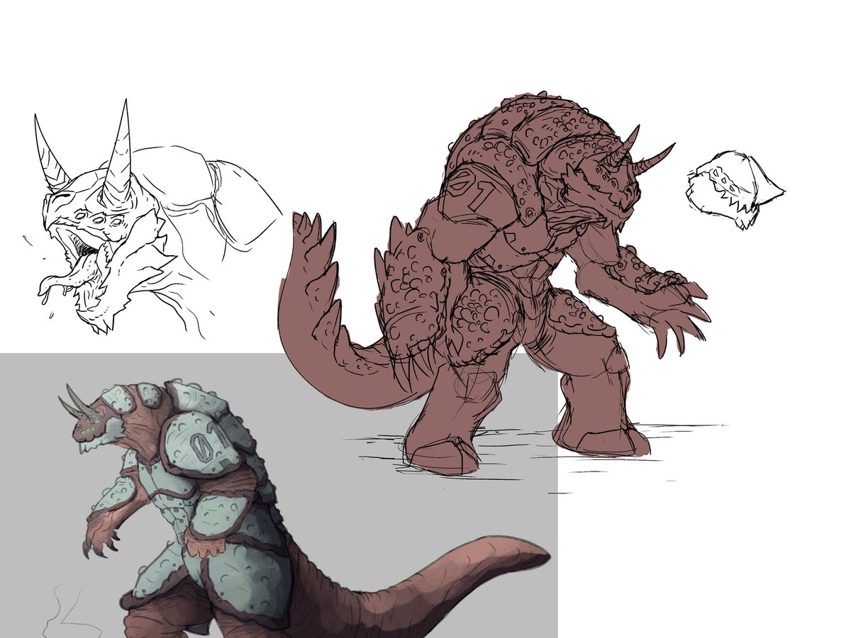 Tommuls_art's tweet photo. Some kaiju and mecha sketches https://t.co/r7yNgO9Usm