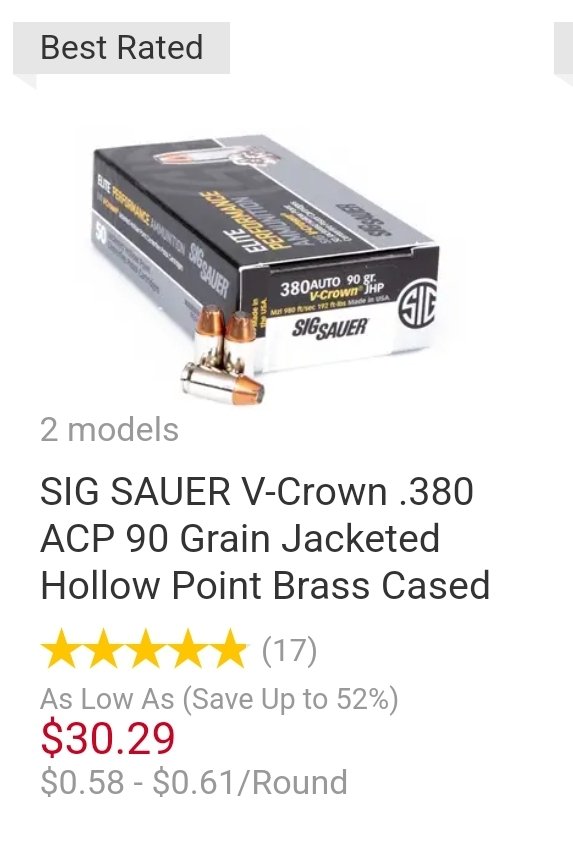 AKballistics's tweet photo. ⭐️🔥➡️ https://t.co/6carBAve4T
Sig VCrown, 50rds .380 jhp.
Good price at Optics Planet.
Affiliate Link 🔥
#380auto #380acp #AmmoDeals
@OpticsPlanet https://t.co/VcbjoeNxIJ