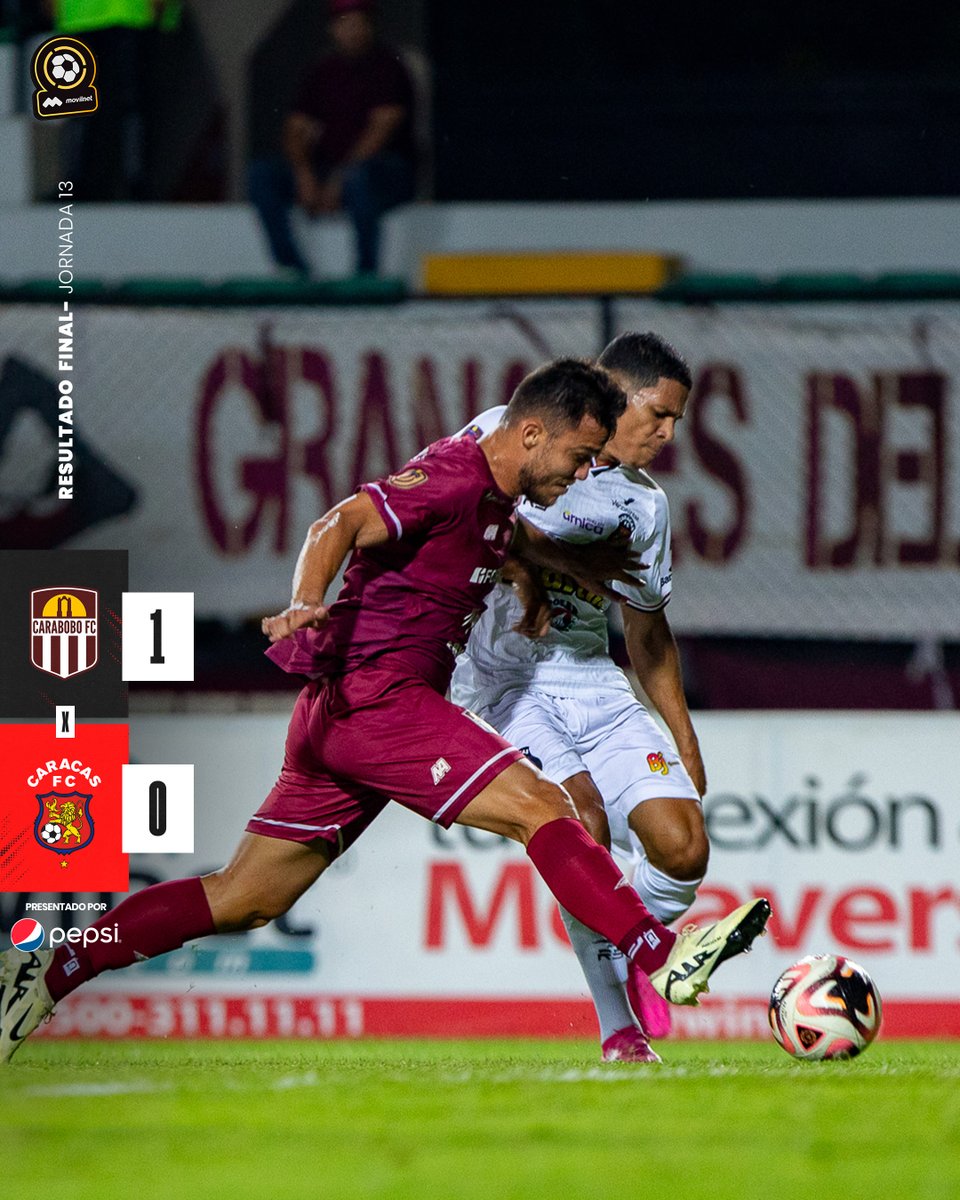 #LigaFUTVEMovilnet | TA | J13 | @Carabobo_FC 1-0 @Caracas_FC | 90+5' | Finaliza el partido en el Polideportivo Misael Delgado. 📻 bit.ly/3UpJvzy 📺 bit.ly/47gk1bC #SomosCaracas #DaleRo