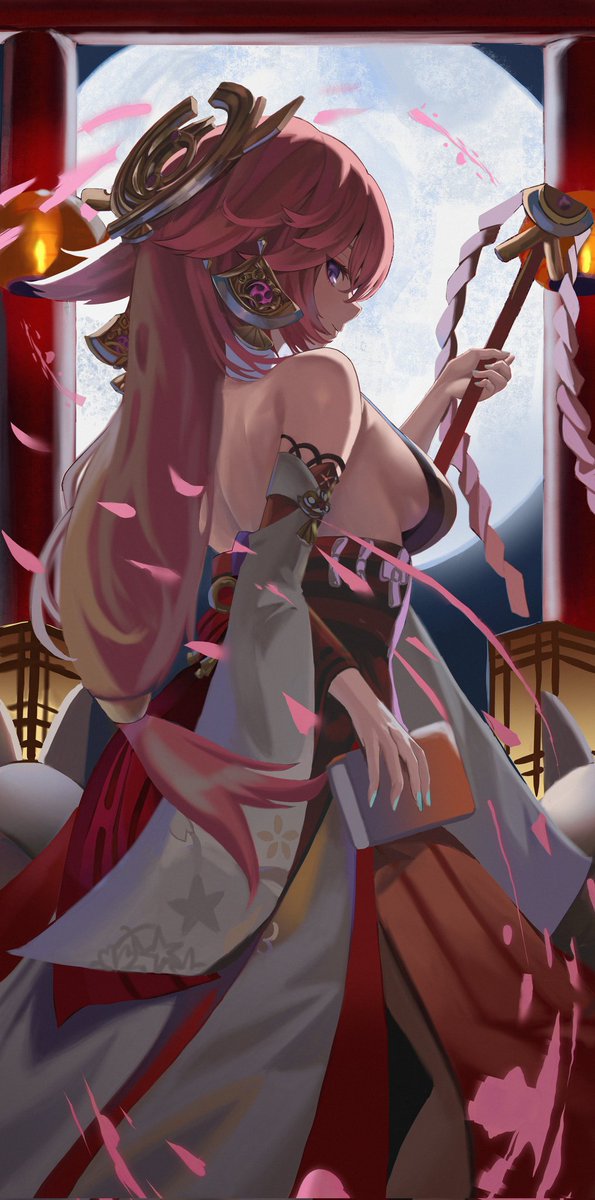 DailyGenshinArt's tweet image. Yae from Genshin Impact.