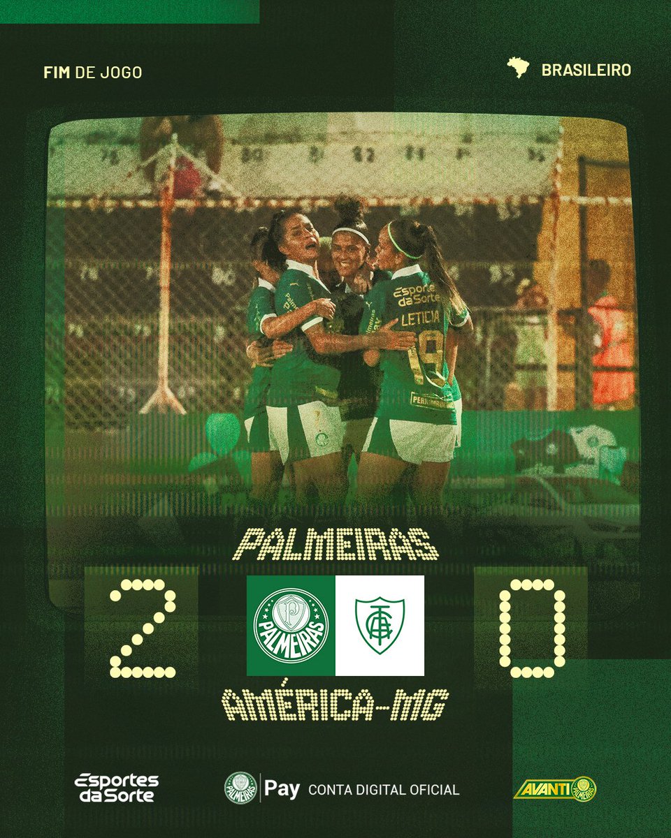 SEXTAR JÁ É BOM, MAS SEXTAR COM ➕3️⃣ PONTOS É MELHOR AINDA! AVANTI, PALESTRINAS! 💚🤪 🏆 Palmeiras 2x0 América-MG ⚽ Amanda Gutierres e Taina Maranhão #AvantiPalestrinas #PALxAMG