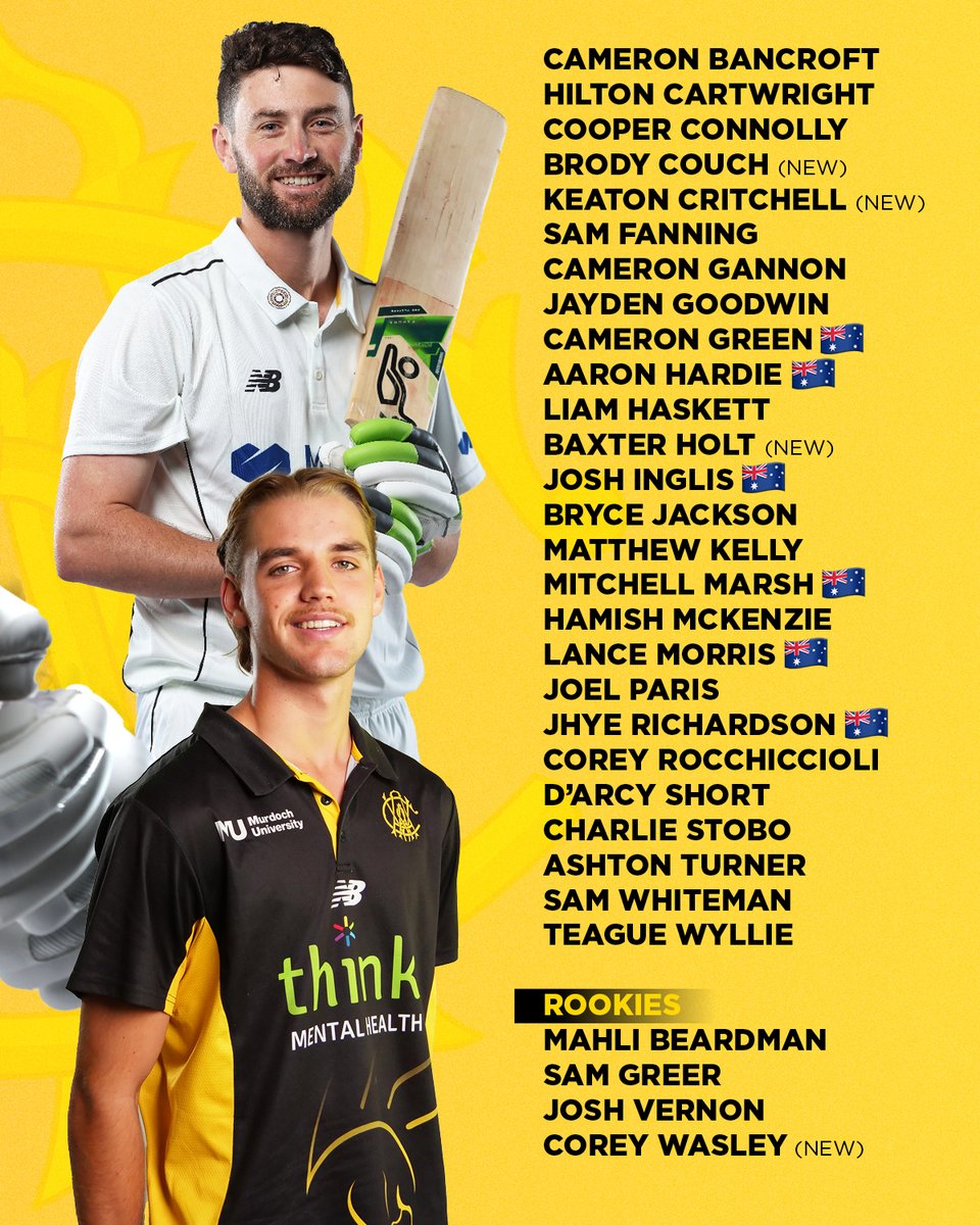 Presenting our WA Men's Squad for 2024-25! 🤩 Armed with experience, depth, and a raft of exciting young players, we have our sights set on more silverware! 💪 📰 read more bit.ly/3W9P46C See you next season! 🏏 #WESTISBEST