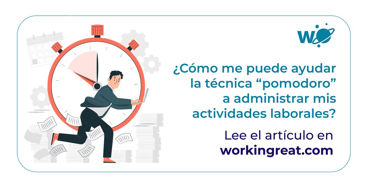 Workingreatmx's tweet photo. ¿Habías escuchado de la técnica #Pomodoro? 🧐

En este artículo te contamos más sobre esta técnica útil para la organización en el trabajo. 👉Léelo en: https://t.co/4Zb2Gx9XMa https://t.co/opORkUXd8N