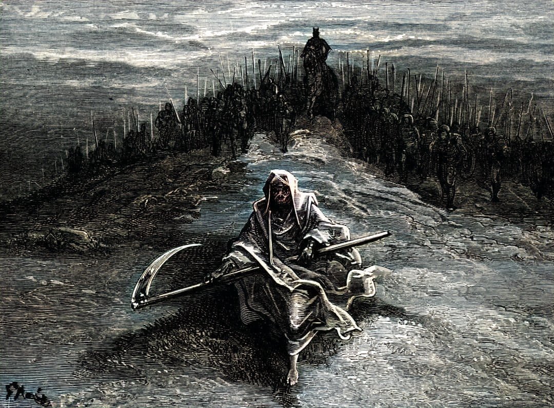 Gustave Doré: 'The Grim Reaper, Leading the Army of the Dead,' 1879. From the Orlando Furioso series