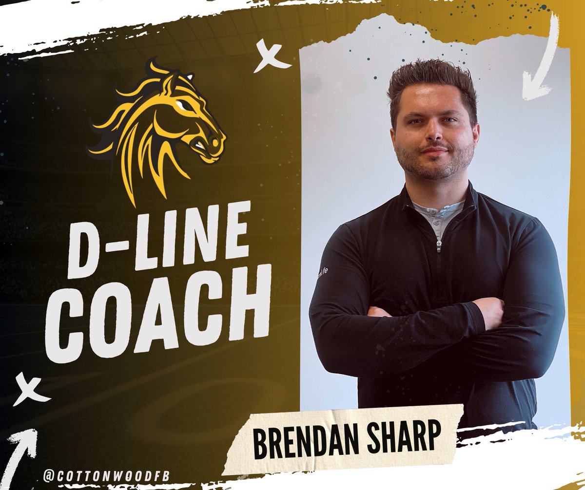 CottonwoodFB's tweet photo. ‼️New Hire‼️

Help us in welcoming our newest D-Line Coach, Brendan Sharp!

#4theTribe | #CwoodFB https://t.co/xh8YgiSicx