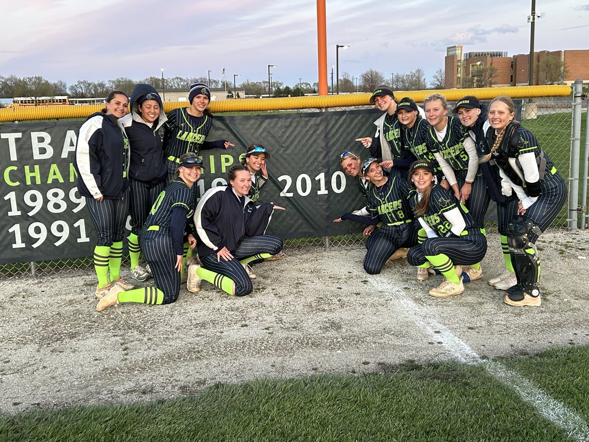 Beat Moraine in exciting game one when Taetum ripped a single to walk it off.  We put a crooked number up in the second game winning 31-0.  Guaranteed a share conference champions!  Girls showing where the banner will go!  Me, I got the cooler of ice dumped on me lol