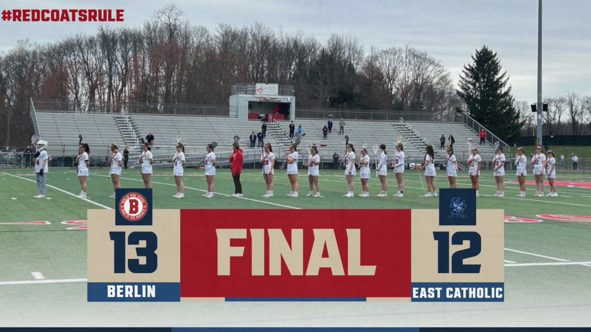 GIRLS LAX: Lily Mattasa scored 3 goals, none bigger than the game winner in OT as Berlin beats East Catholic 13-12. Paige Kemish netted a hat trick as well. Sara Langford made 10 saves, including a critical one in OT. #ctlax #redcoatsrule