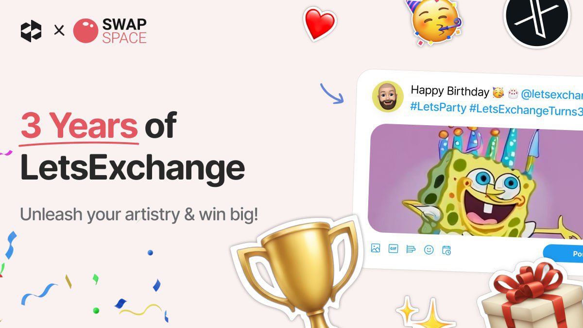 🌟Hey crypto enthusiasts and creative souls in our community! Guess what? LetsExchange.io is hitting the big THREE, and they're rolling out the red carpet for us with a dazzling graphic greetings contest. 🚀 Ready to channel your inner artist and win big? Here's your…