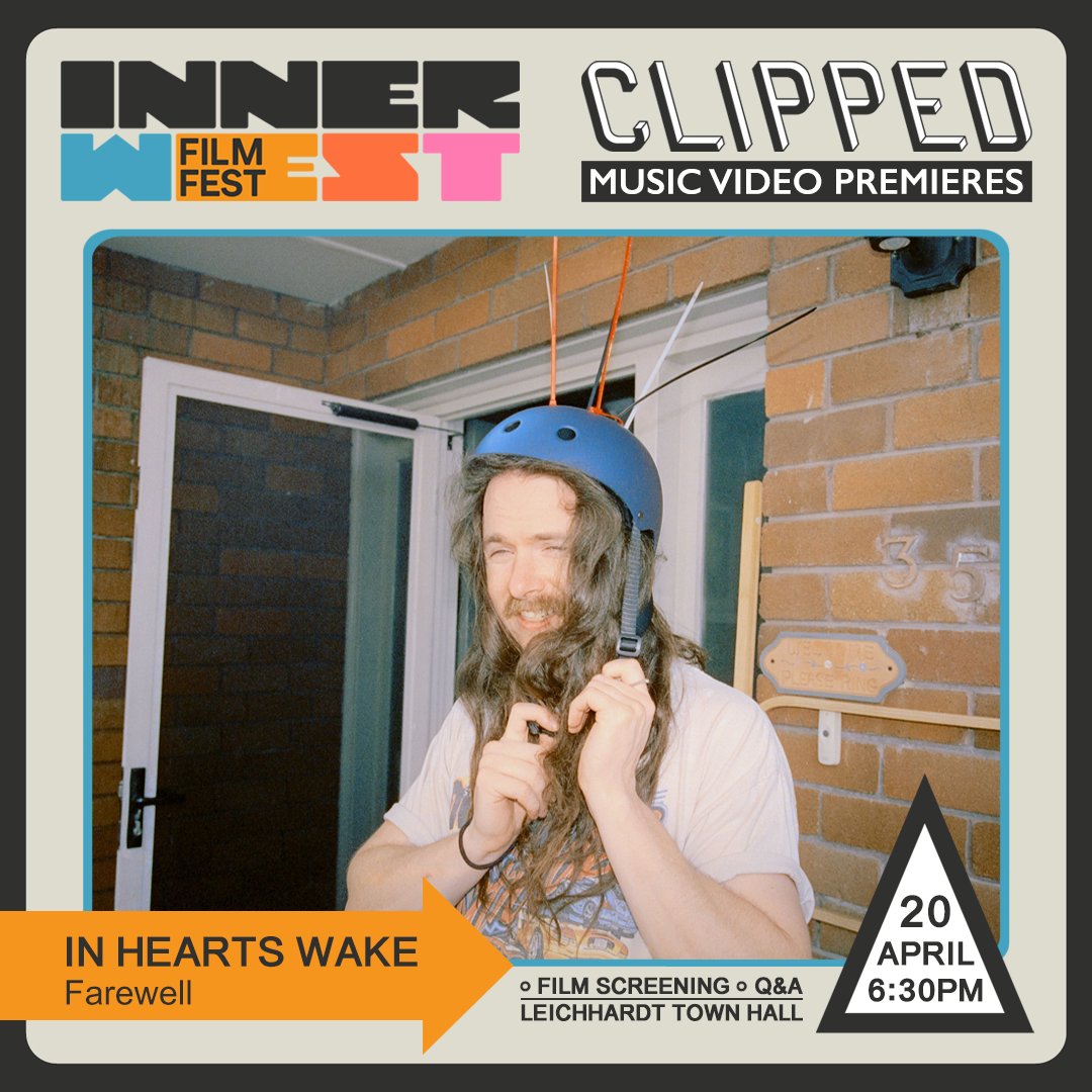 Music Video 'Farewell' by <a href="/inheartswake/">IN HEARTS WAKE</a> (dir. Chris Elder) is selected to screen <a href="/CLIPPEDTV/">CLIPPED TV</a> Music Video Premieres x Inner West Film Fest 20 April at Leichhardt Town Hall. 🎟️ bit.ly/3xEOByZ 📷
<a href="/IWCouncil/">Inner West Council</a> <a href="/fbiradio/">FBi Radio</a> <a href="/thegrifterbrew/">The Grifter Brew Co.</a> <a href="/2ser/">2SER 107.3</a> <a href="/thefront/">The FRONT</a> <a href="/filmink/">Amélie-Astrid Ferrand♀🐤👨</a> <a href="/ScreenNSW/">Screen NSW</a>