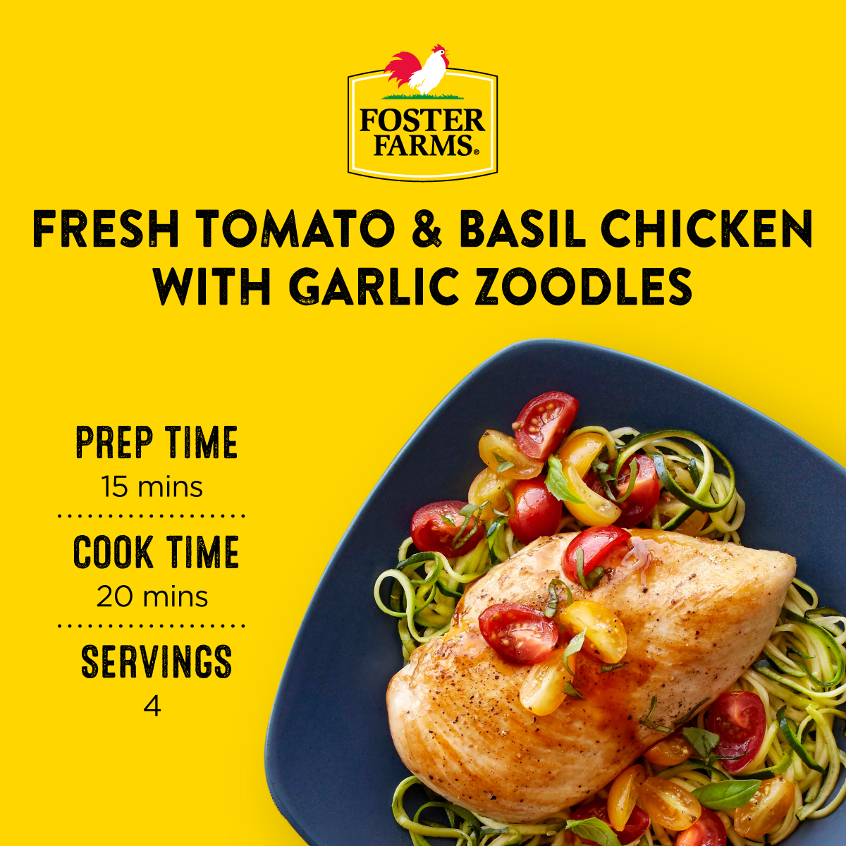 A simple recipe that is full of nutrition, cuts out the carbs, and is packed with flavor. Full recipe bit.ly/3JrBmEF #fosterfarms #chicken #garlic #zoodles #nationalgarlicday #garlicrecipes #chickenrecipes #lunch #dinner #dinnerrecipes #chickenrecipes #food #foodie