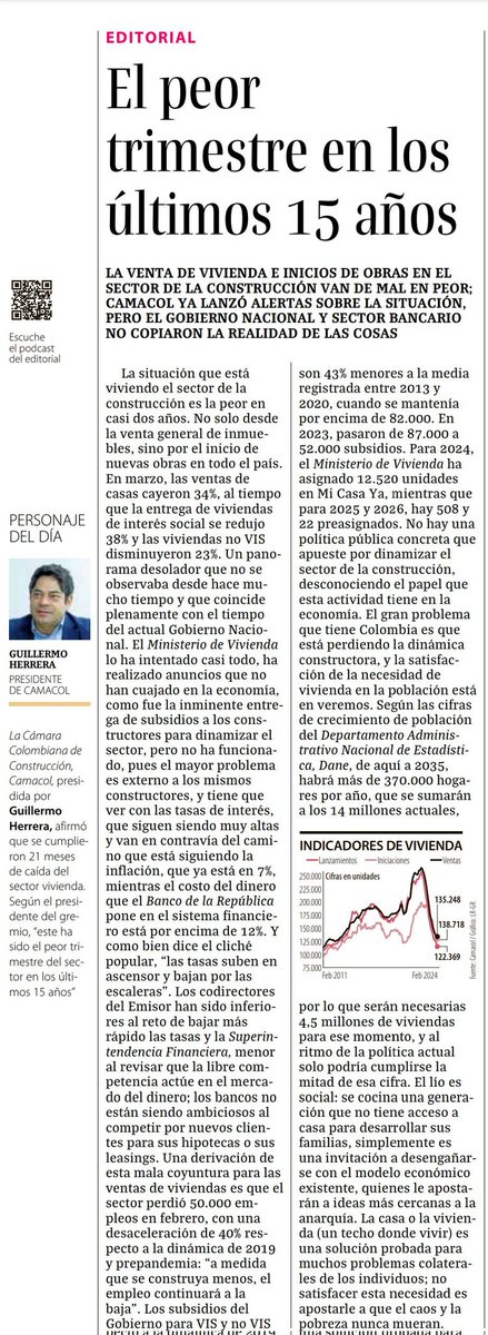 @XavierBecerra11 @larepublica_co @RestrepoJCamilo @JMCaicedoFerrer @camaradelainfra @CCINorte @CamacolColombia @CAMACOLBOGOTA @CamacolAtl @CamacolB Preocupante nota @larepublica_co sobre la dinámica del sector de la construcción que nos compartió acertadamente don Guillermo Herrera, presidente de @CamacolColombia #Camacol
CC: @Ejchirivi @CamacolAtl @CAMACOLBOGOTA @CamacolB @CamacolAntioqui @Camacolvalle @CamacolCaldas .