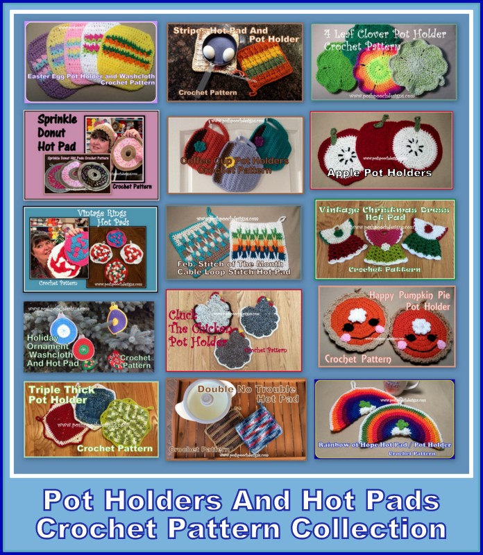 Pot Holders And Hot Pads Crochet Pattern collection -    -  -  -  …shpoochdesignsdogclothes.blogspot.com/2021/03/hot-pa…  -  -  -  - #crochetpatterns #crochetvideos #hotpads #potholders
