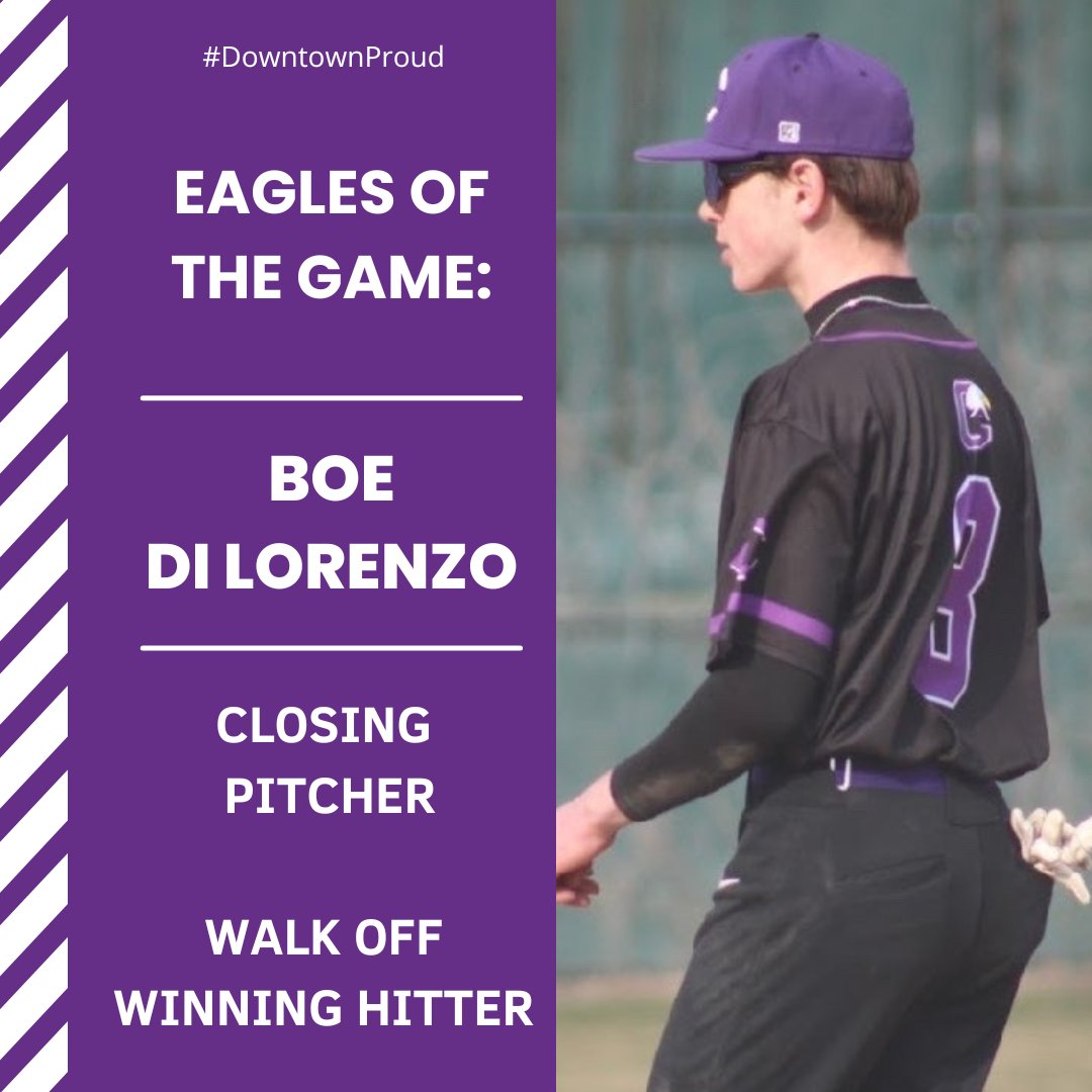 Tonight’s “Eagles of The Game” goes to Boe! He hit a walk-off tonight to win over Skutt #DowntownProud