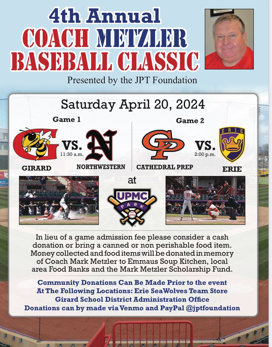 Diamond Ramblers back on the field tomorrow capping off 5 games in 6 days!  Come out to the park &amp; support this great benefit presented by the JPT Foundation. ⁦<a href="/CPRamblers/">Cathedral Prep</a>⁩