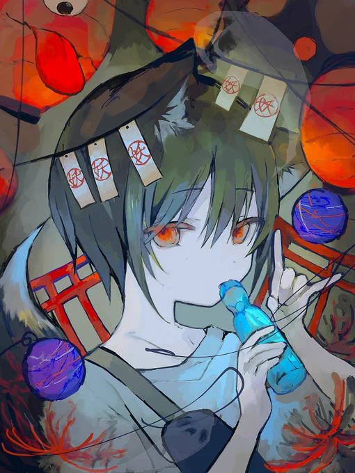 【お知らせ】白糸酒造様主催の「モノノケ絵巻」展にて、こちらのイラストが展示されています!関連したグッズなども出るそうなので、近くにお住まいの方は是非立ち寄ってみてください〜!宜しくお願いします開催期間:4月19日〜4月30日場所:ジャストビル5階 白糸酒造京都支店 